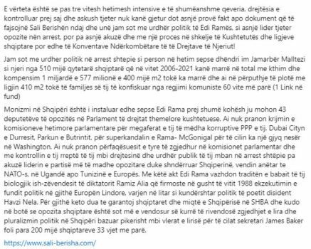 mireseerdhet ne shqiperine moniste berisha per viziten e blinken ka takime vetem me partine shtet rama loboi per