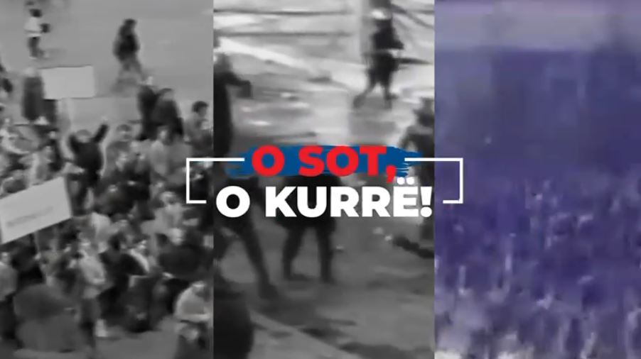 o sot o kurre berisha poston sloganin e protestes 20 shkurti dita e dridhjes se themeleve te monizmit te rames mosbindja civile