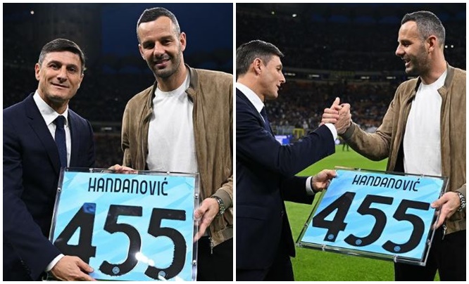 nje bluze dhurate per 455 ndeshjet me interin handanovic i emocionuar san siro stadiumi me i mire