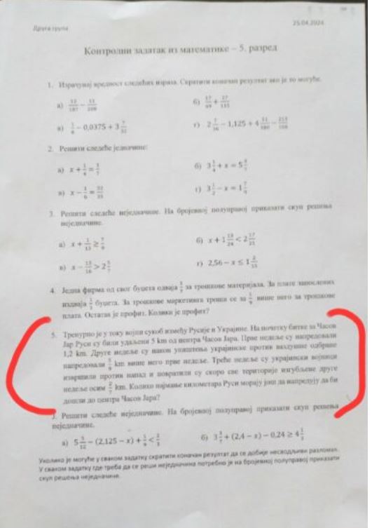 ushtaret shkaterruan mbrojtjen e ukraines sulmet ruse pjese e lendeve mesimore ne serbi si u inkorporua konflikti ne librat e matematikes