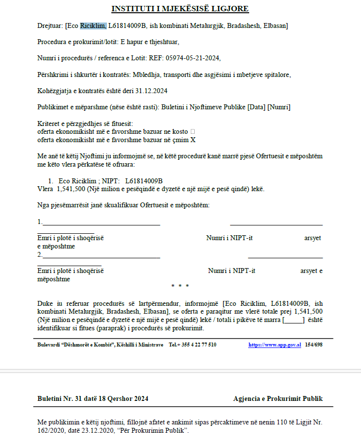 asgjesimi i mbetjeve spitalore denoncimi i pd si fitoi djali i nendrejtoreshes se qsut se 550 mije euro 5 tendera perfshi qendren spitalore nene tereza 3