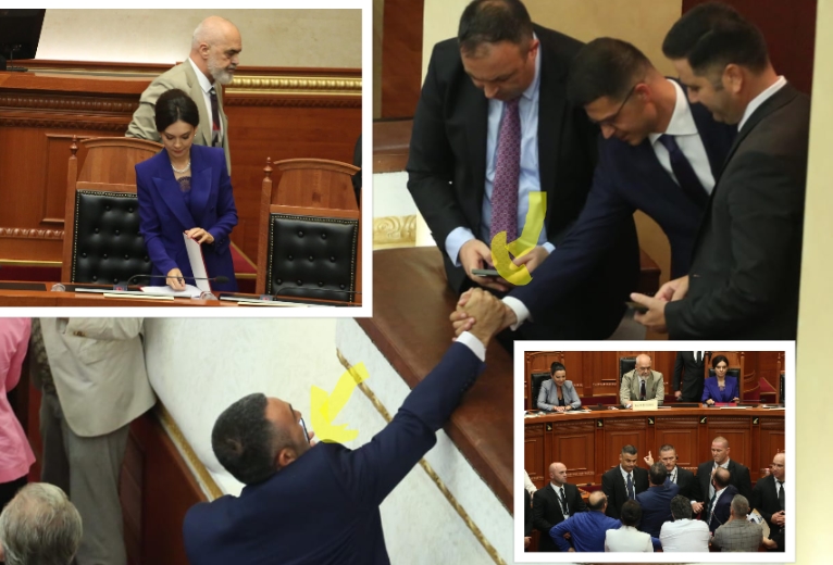 ps voton tre ministrat e rinj opozita bllokon foltoren socialisti shtrengon duart dhe nxiton tu marrin numrat cfare su pa ne parlament