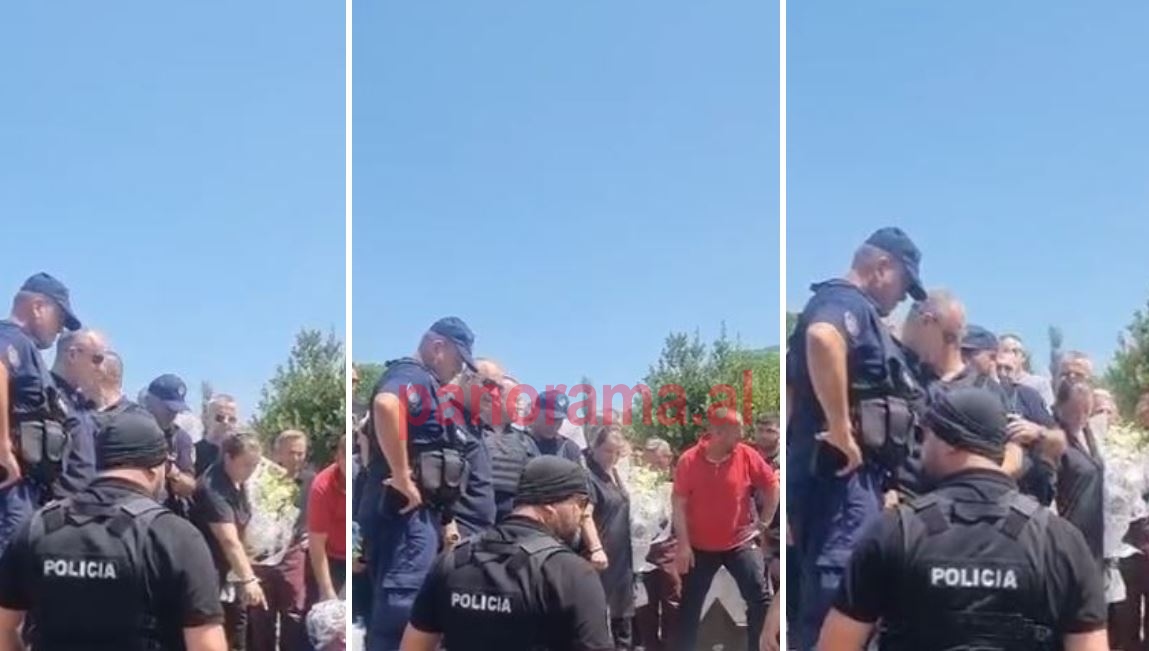 video blindohet tufina qindra forca policie ruajne dritan dajtin pasi mori leje per ti dhene lamtumiren e fundit nenes se tij pamjet nga ceremonia e varrimit