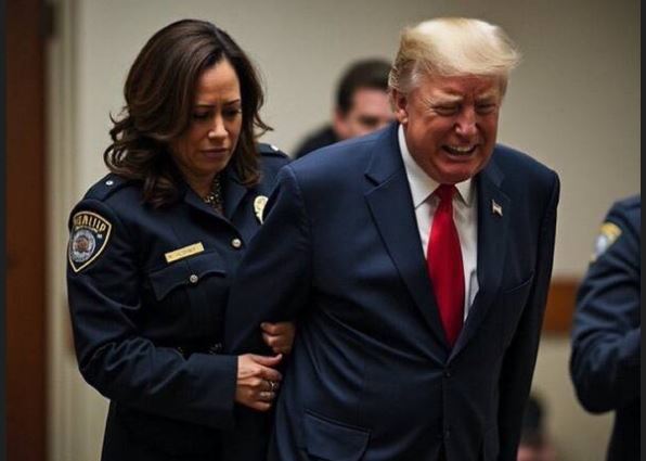 A po e arreston Kamala Harris, Donald Trump? Në rrjet “shpërthejnë” imazhet e çuditshme