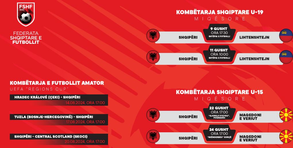 gushti shqiptar 7 ndeshje te programuara per ekipet kombetare grumbullime e stervitje per moshat kuqezi