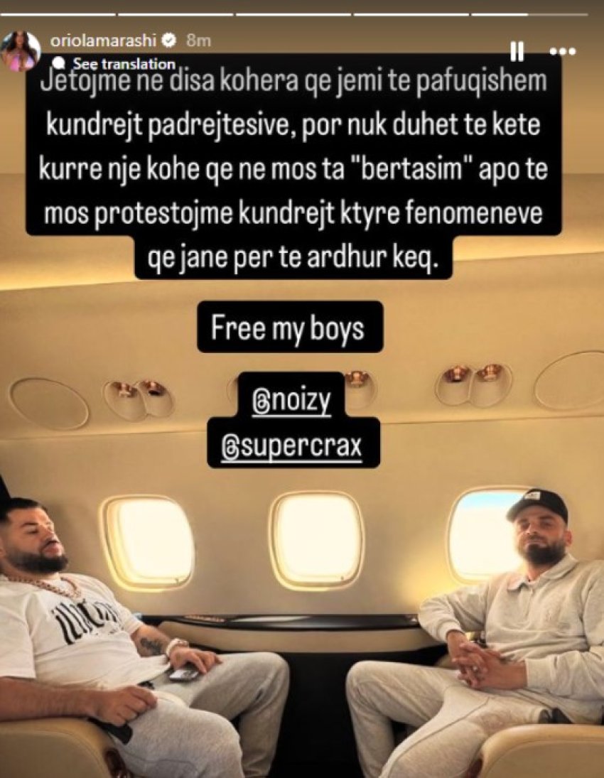 oriola marashi kerkon lirimin e noizyt dhe dj crax duhet te protestojme